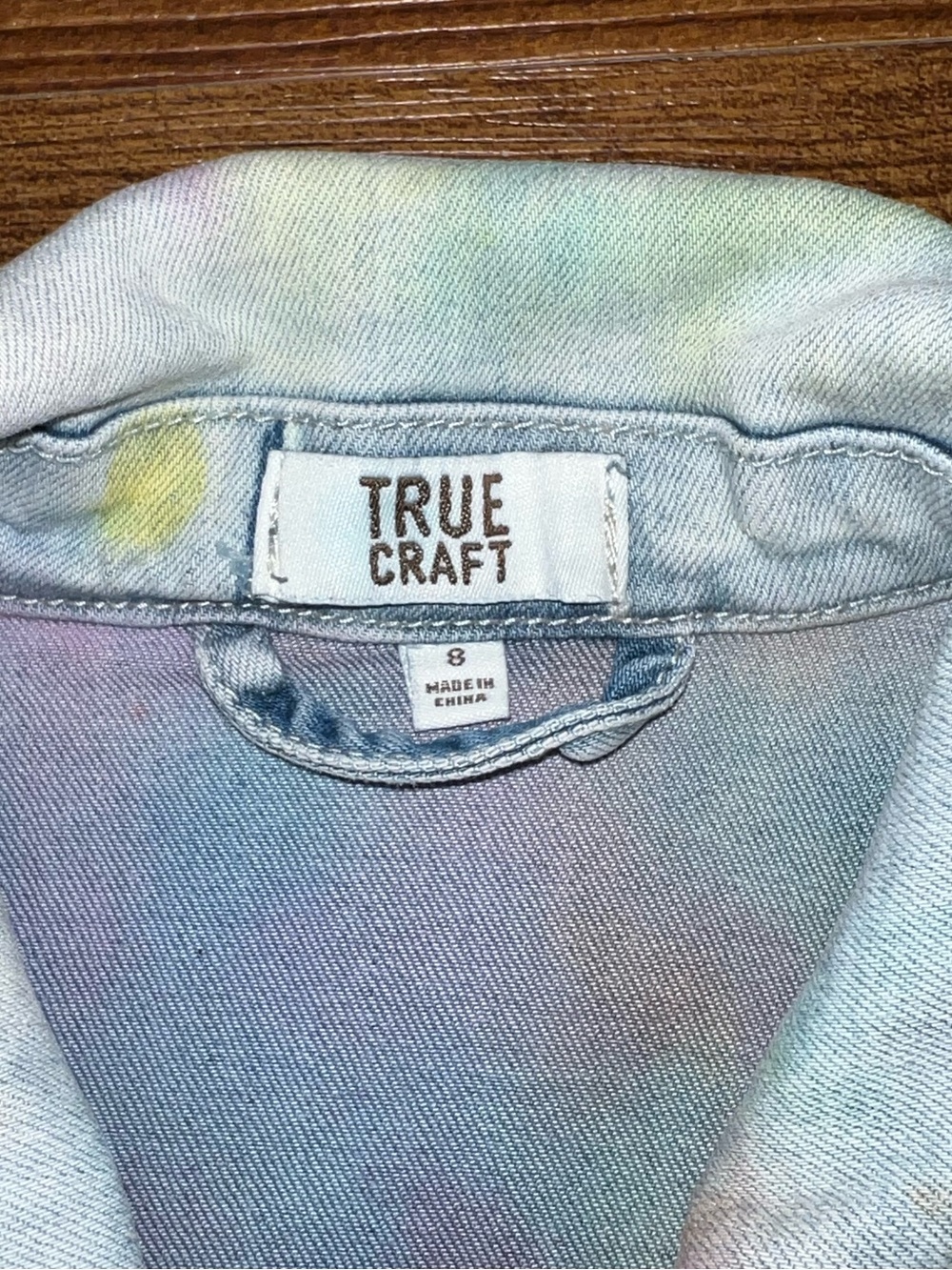 True Craft Custom Tie Dye Pink Colorful Denim Vest Sleeveless Button Up Size 8 - Picture 4 of 4